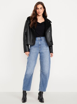 High-Waisted Wow Barrel Ankle Jeans | Old Navy (US)