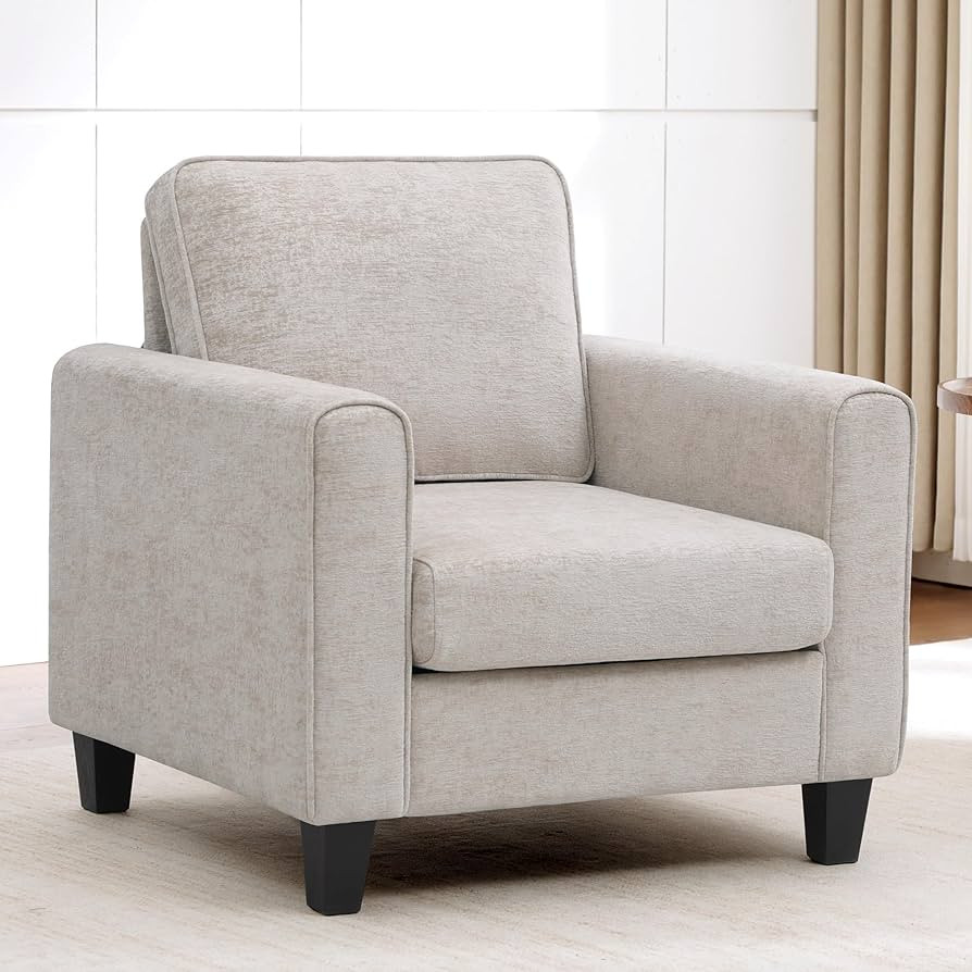 Accent Chair for Living Room, Mid Century Modern Upholstered Living Room Chair, Chenille Reading ... | Amazon (US)