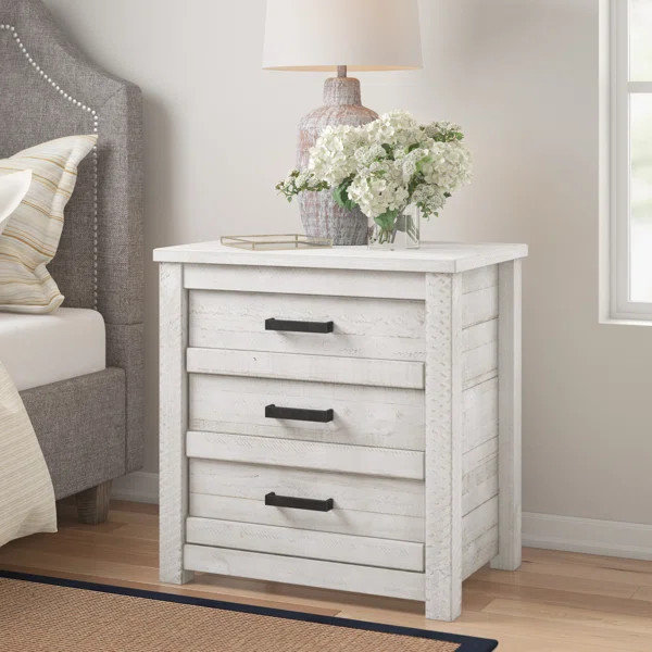 Romney 3 - Drawer Solid Wood Nightstand | Wayfair North America