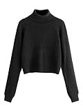 Milumia Women Crop Turtleneck Sweaters Basic Fall Winter Solid Pullover Long Sleeves Black XL | Amazon (US)
