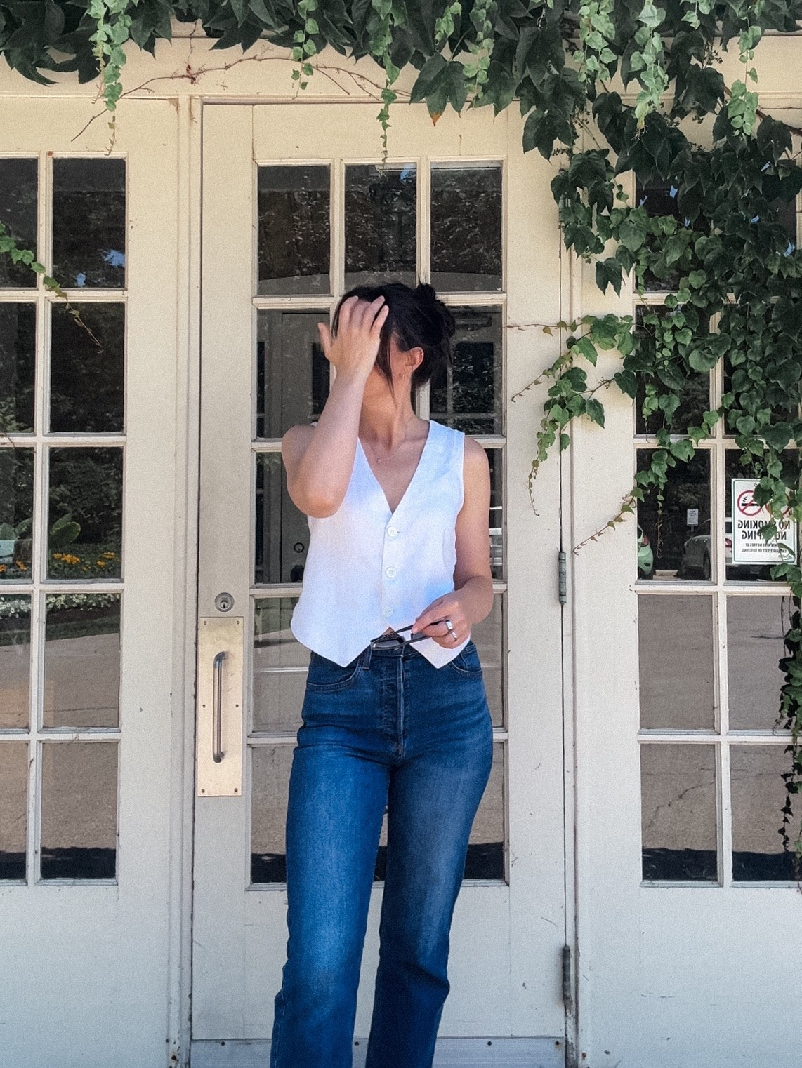 Summer outfits🤍

White linen vest Abercrombie Arlo blue denim jeans Aritzia casual women’s outfit inspo ideas 

#LTKstyletip #LTKsummer #LTKcanada