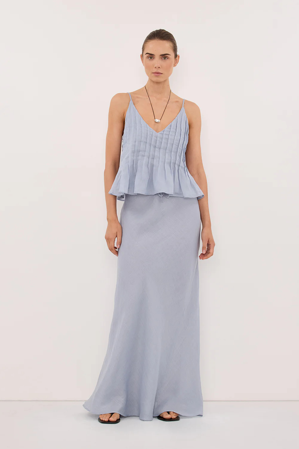 MAISON DUSTY BLUE RAMIE BIAS SKIRT | DISSH