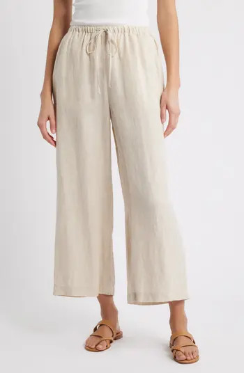 Caslon\u00ae Wide Leg Crop Linen Pants | Nordstrom | Nordstrom