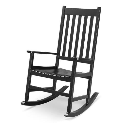 Winado - Wooden Rocker Rocking Chair, All Weather Wooden Rocking Chair with High Backrest, Patio Rocker for Garden, Yard, Balcony - Black | Best Buy U.S.