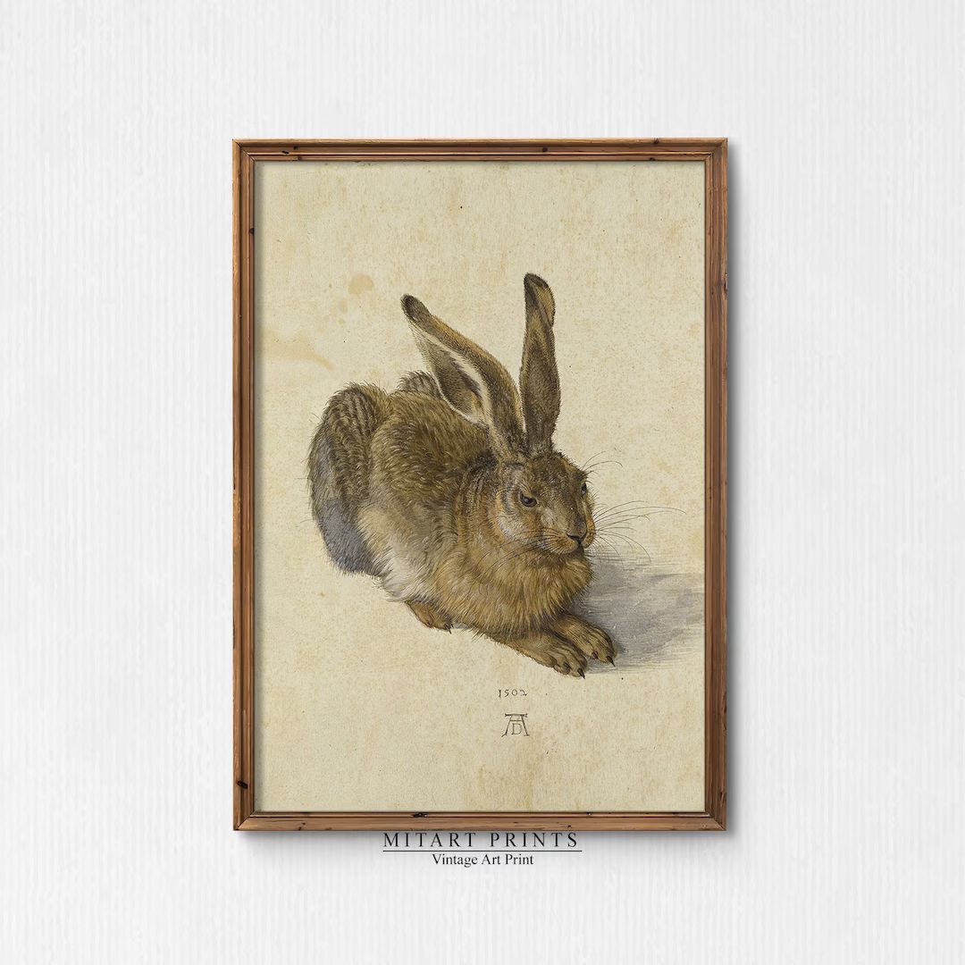 Vintage Hare Watercolor Painting, Antique Rabbit Print, Farmhouse Rustic Rabbit Art, Rustic Farmh... | Etsy (US)