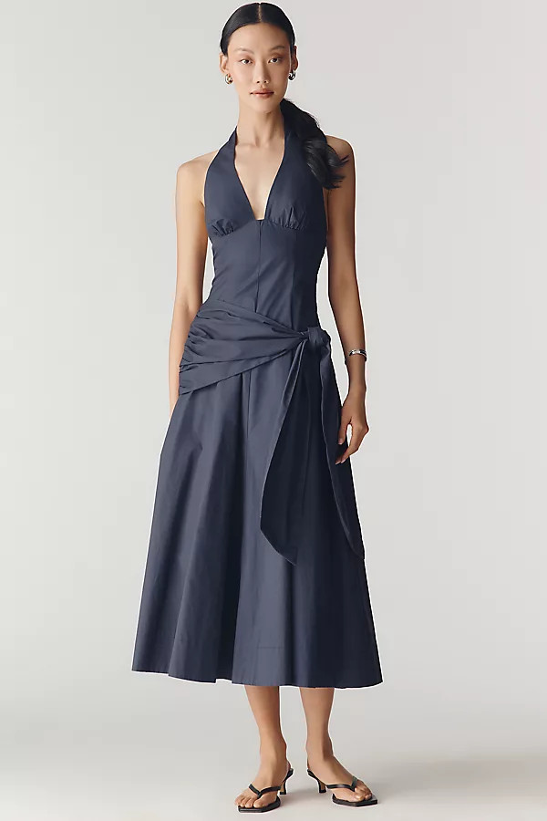 NIA Cadiz Cotton Halter Tie Midi Dress | Anthropologie (US)