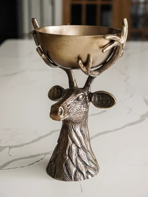 Antique Gold Deer Head Bowl | MJHome