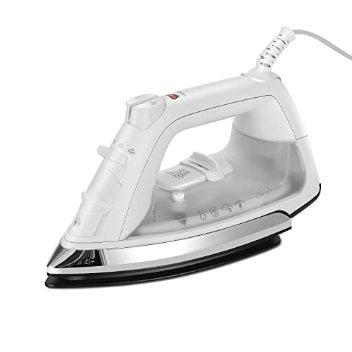 Sunbeam Classic Steam Iron, 1200 Watt, Mid-size Anti-Drip Nonstick Soleplate, Horizontal or Vertical Shot of Steam with 8' 360-Degree Swivel Cord and 3-Way Auto Shut-Off, White | Amazon (US)