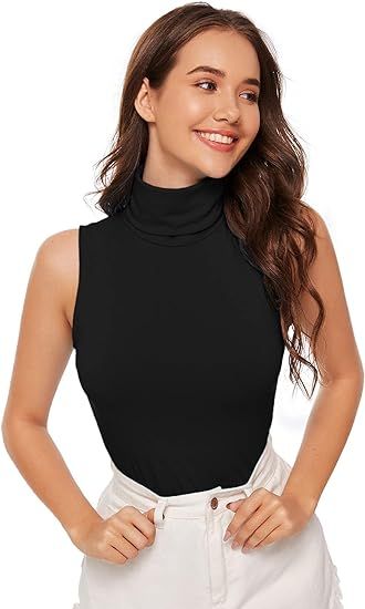 Verdusa Women's Sleeveless High Turtleneck Fitted Tank Top | Amazon (US)