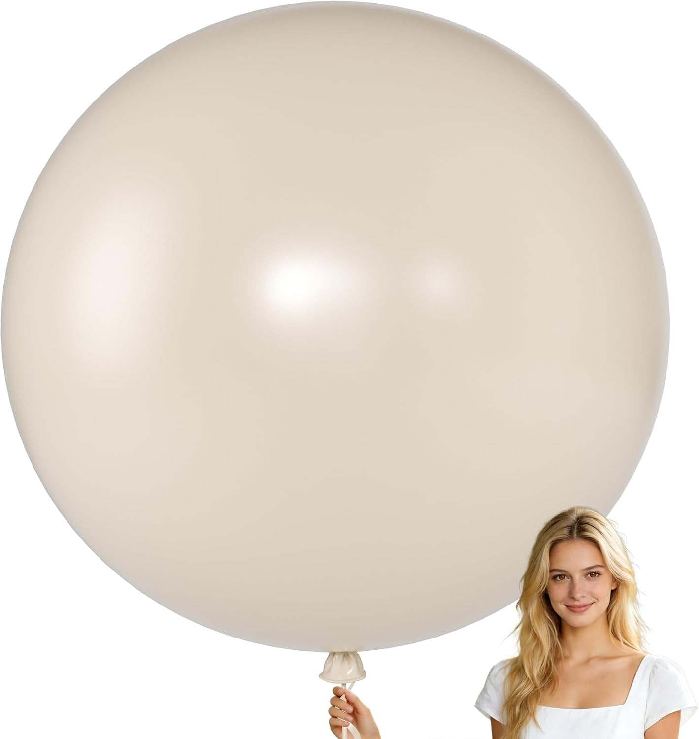 9 Pcs 36 Inch Large Sand White Big Giant Round Latex Balloons | Amazon (US)