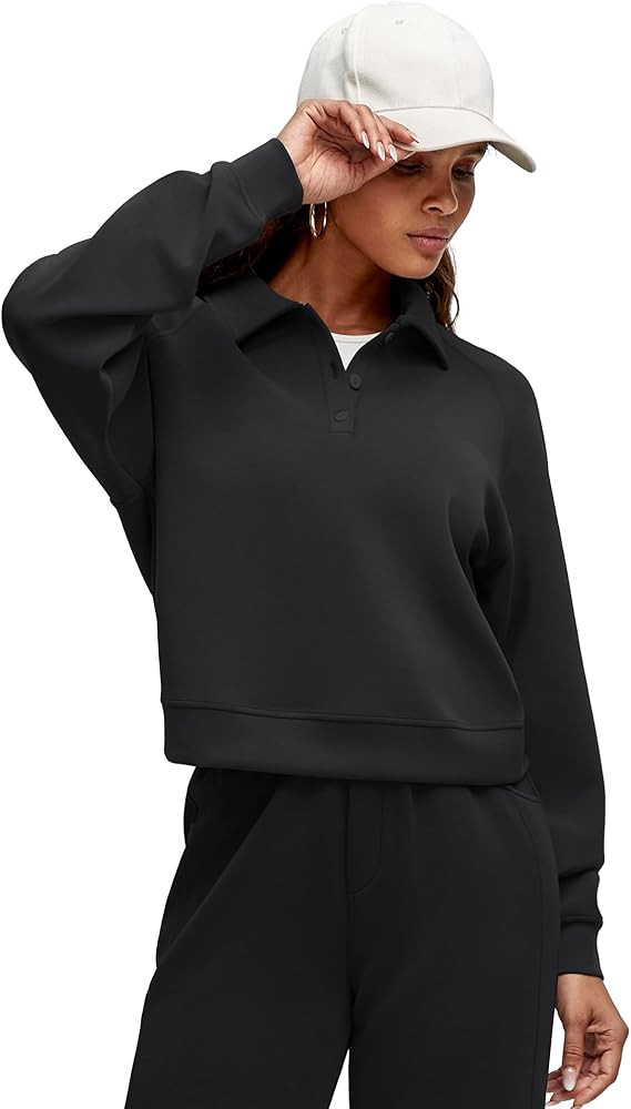 G4Free Smoofit Modal Soft Women's Polo Sweatshirts Pullover Long Sleeve Button Up Casual Tops | Amazon (US)