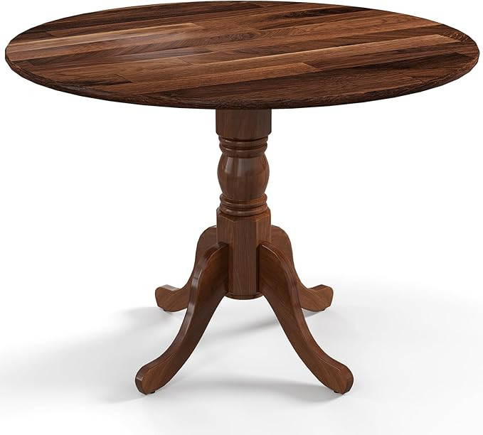 Giantex Round Dining Table, 39" D X 29" H, Rubber Wood Pedestal Table W/Round Tabletop & Curved T... | Amazon (US)
