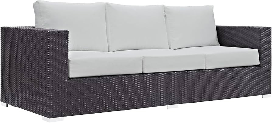 Modway Convene Wicker Rattan Outdoor Patio Sofa in Espresso White | Amazon (US)