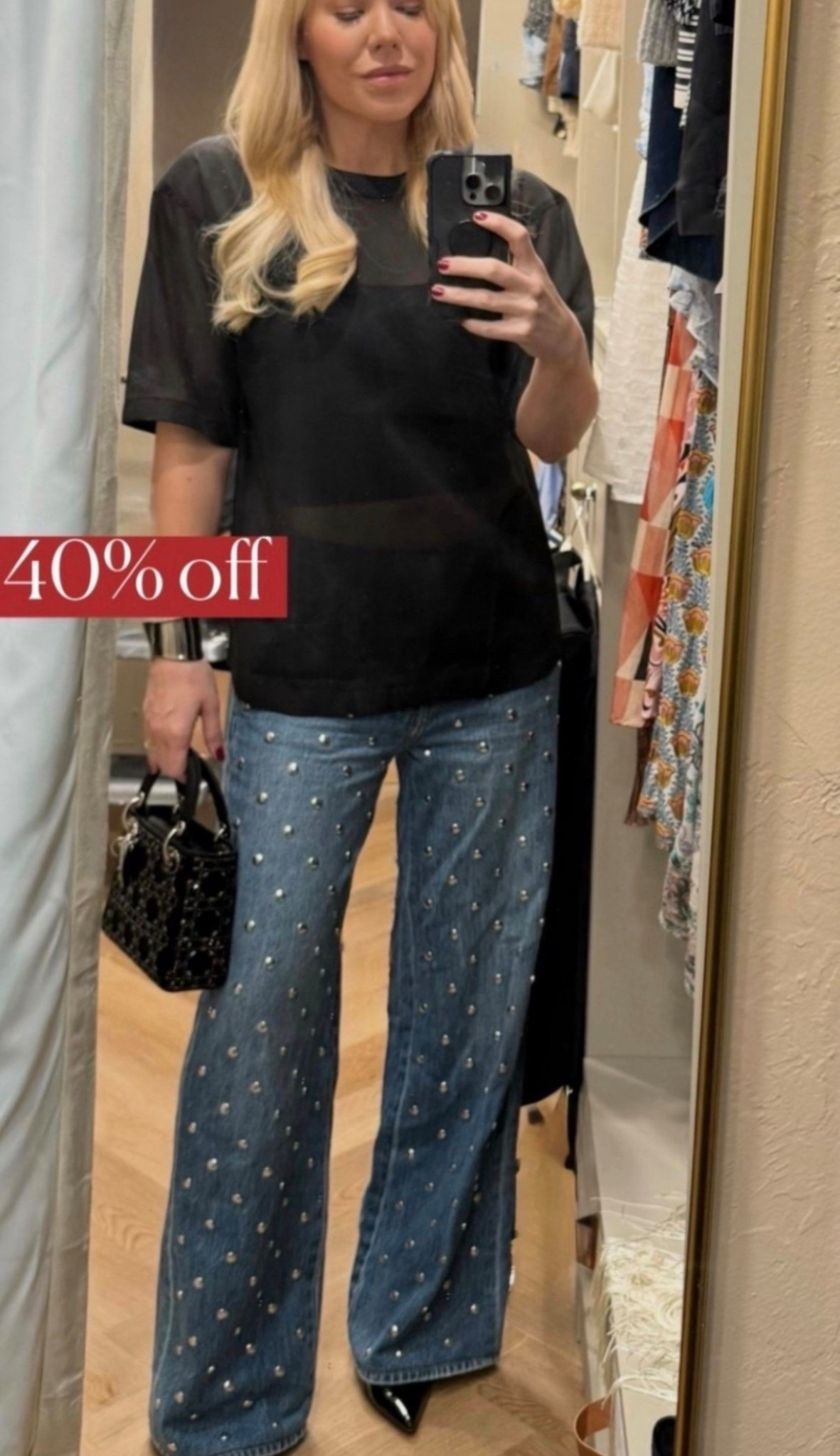 These studded jeans are 40% off! They run BIG size down

#LTKootd #LTKSaleAlert #LTKdayinmylife