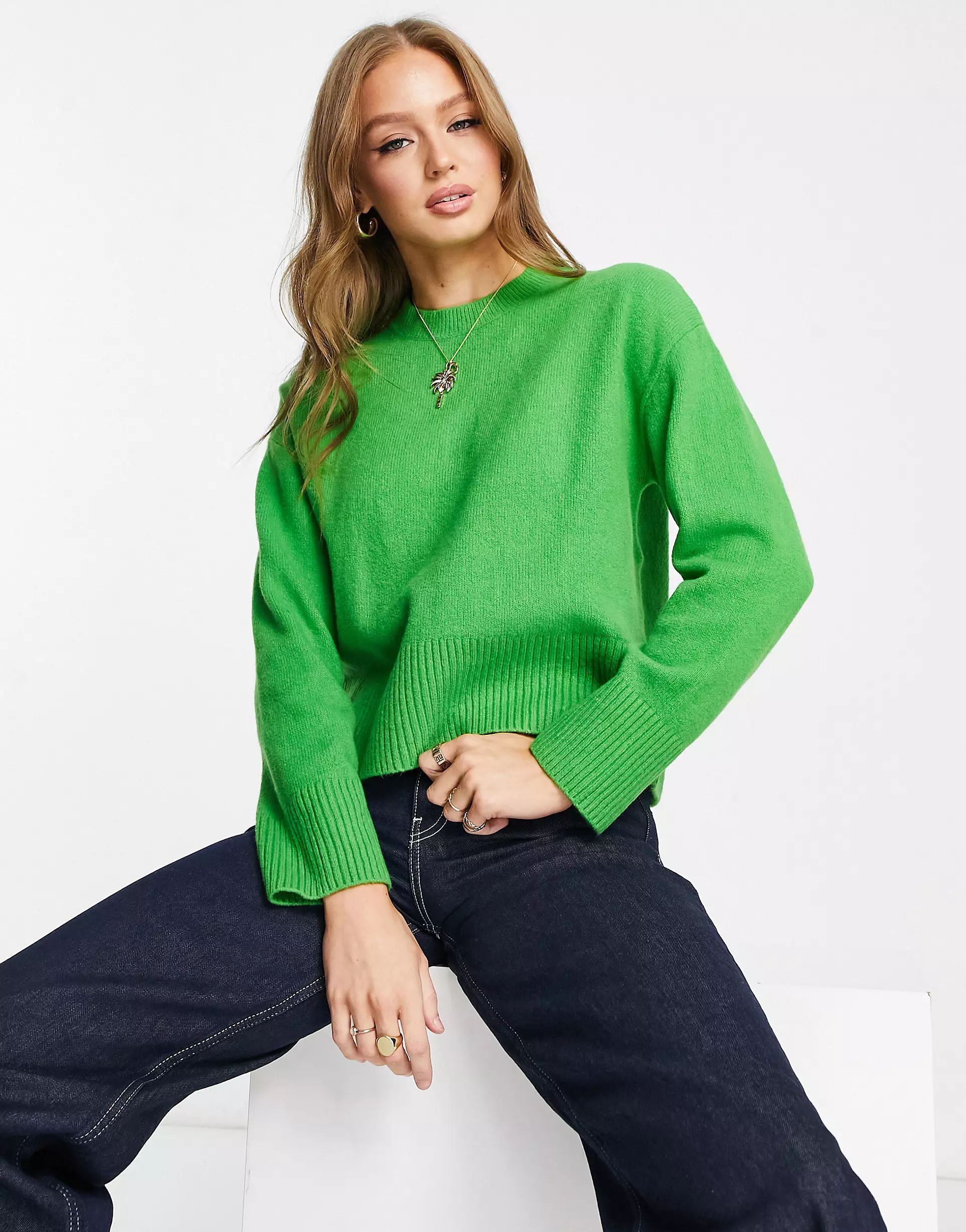 & Other Stories crew neck knitted sweater in green | ASOS (Global)