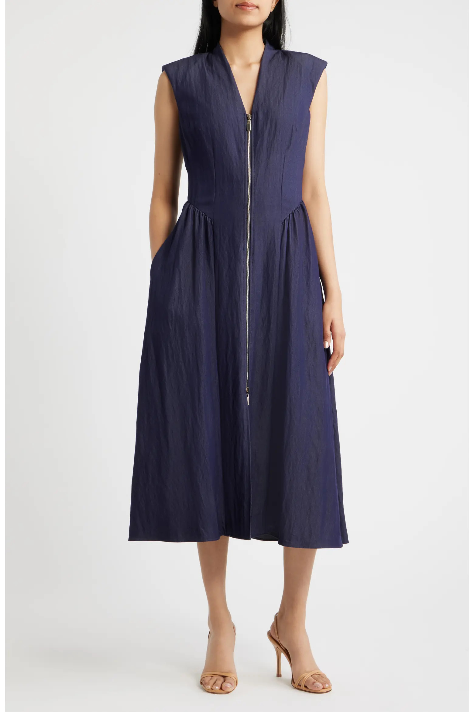 Zip Front Midi Dress (Women) | Nordstrom | Nordstrom