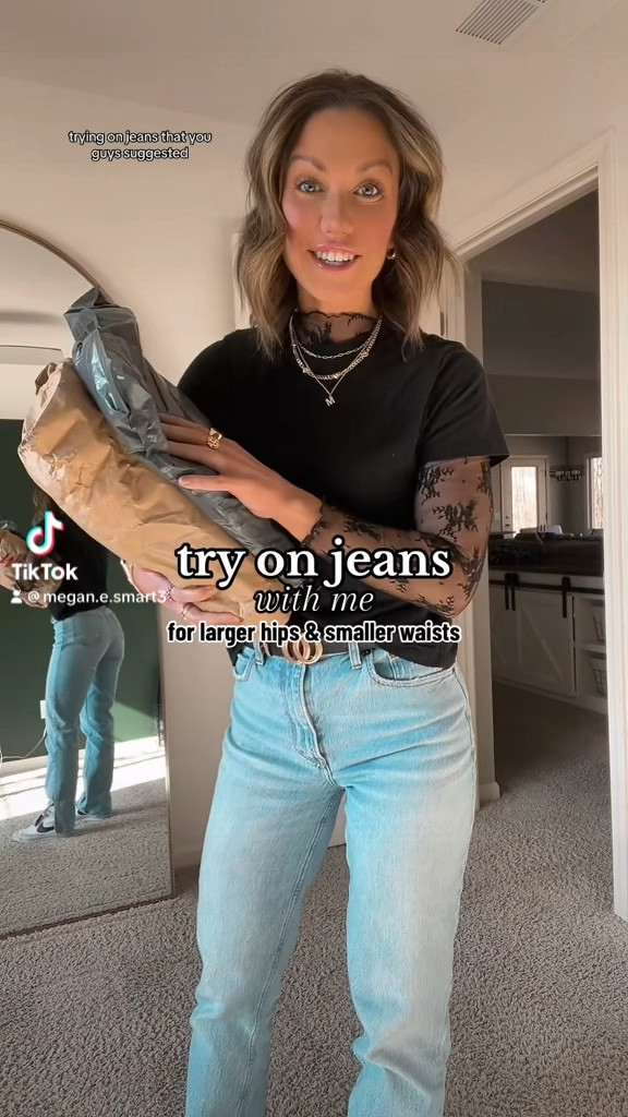 Trying H&M curvy jeans. The ultra high style is much more “curvy fit” than the other, and fit WAY better for someone with smaller waist than hips. For reference I am 5’5” 133 lbs with a 26.5-27” waist and 37-37.5” hip. The 4 fit me best from here. The 2 was way too small. 

#LTKVideo #LTKfindsunder100 #LTKfindsunder50