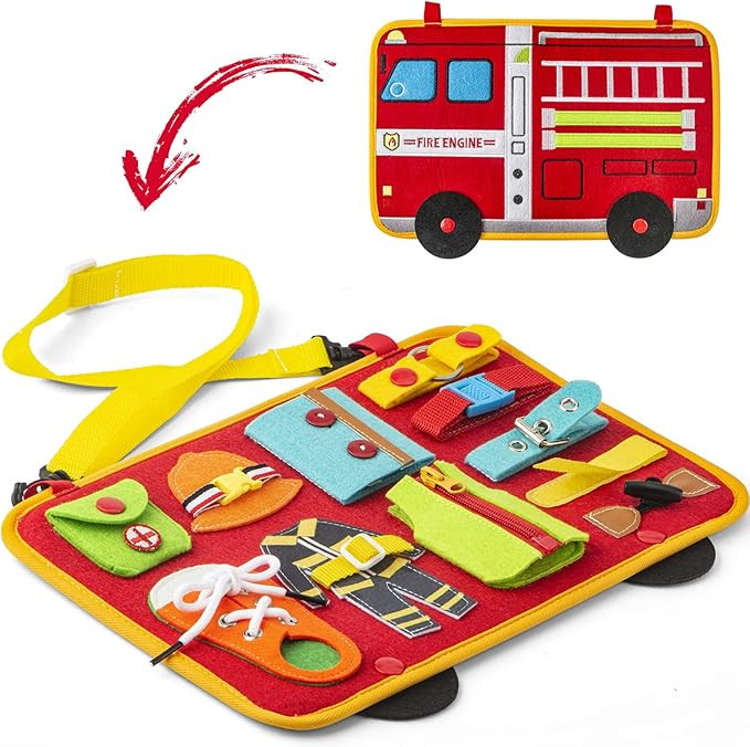 Busy Board,Fire Truck Style Activity Board(14 in 1),Toddlers Sensory Toy Montessori Toy for Fine ... | Amazon (US)