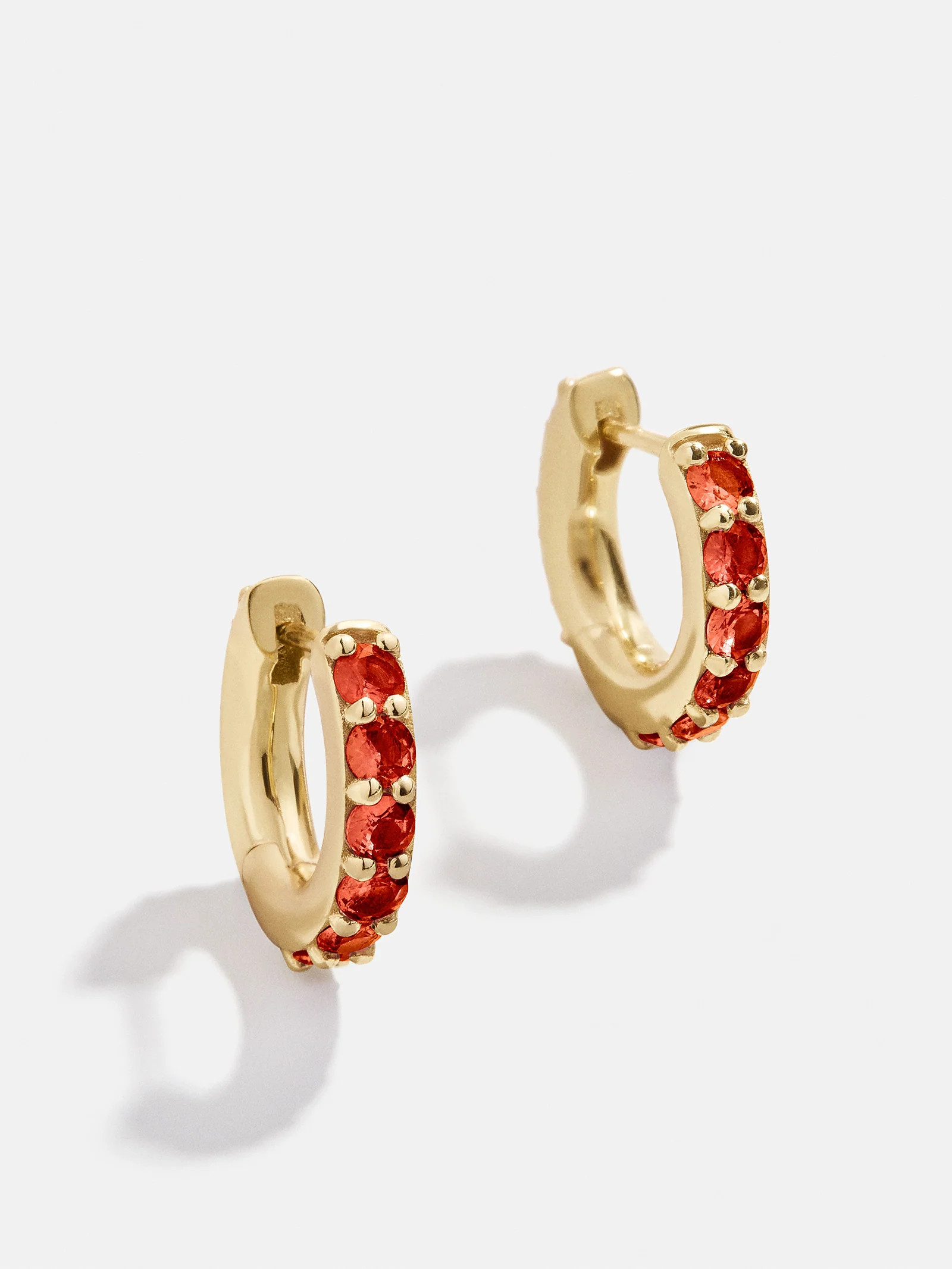 18K Gold Birthstone Huggie Earrings - Garnet | BaubleBar