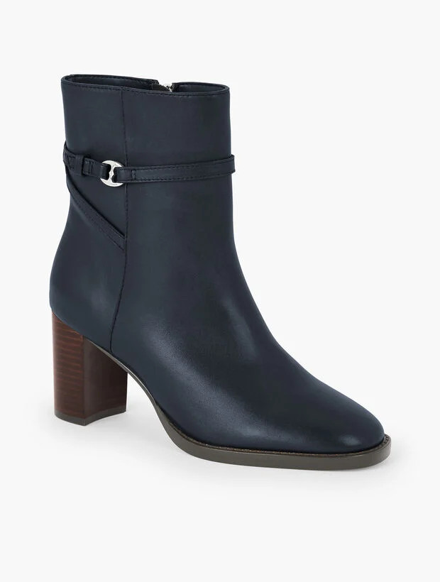 Claudette Nappa Block Heel Ankle Boots | Talbots