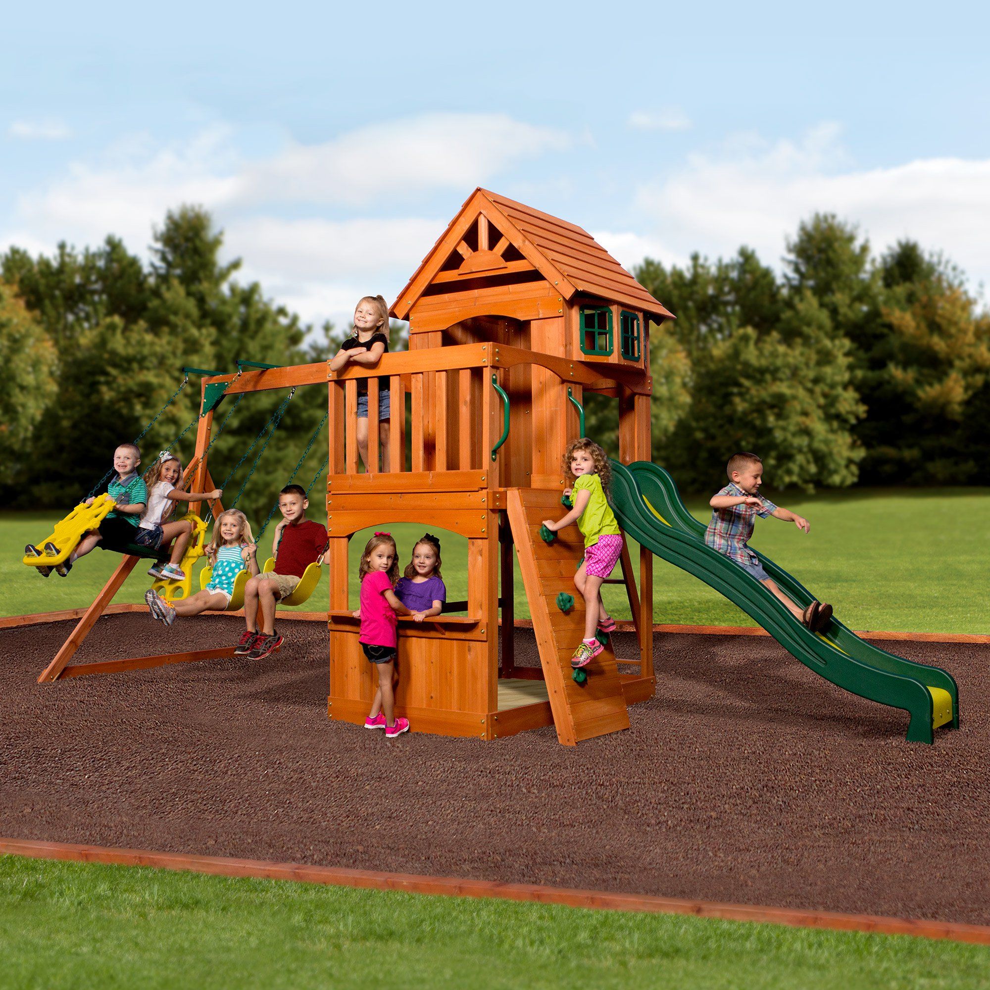 Backyard Discovery Atlantis Cedar Wooden Swing Set | Walmart (US)