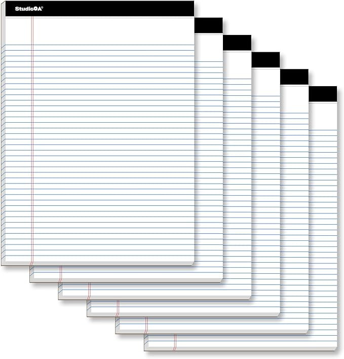 Legal Pad, WHITE (6pk 8.5 x 11 NARROW RULED) 50 Sheets of 56gsm Paper per Notepad, Micro Perforat... | Amazon (US)