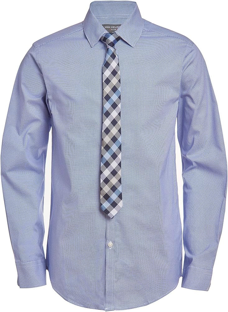 Van Heusen Boys' Long Sleeve Collared Button-down Dress Shirt and Tie Set | Amazon (US)