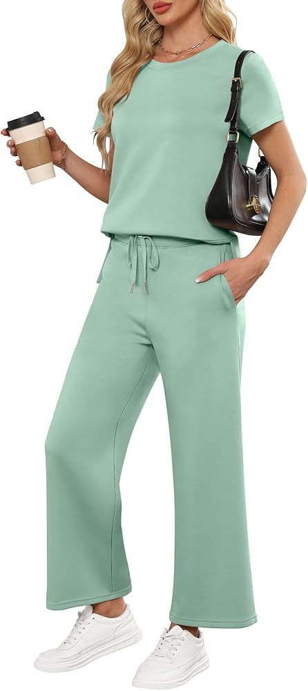 ANRABESS Women 2 Piece Lounge Sets, Summer Casual Wide Leg Pant Sets, 2026 Travel Vacation Airpor... | Amazon (US)