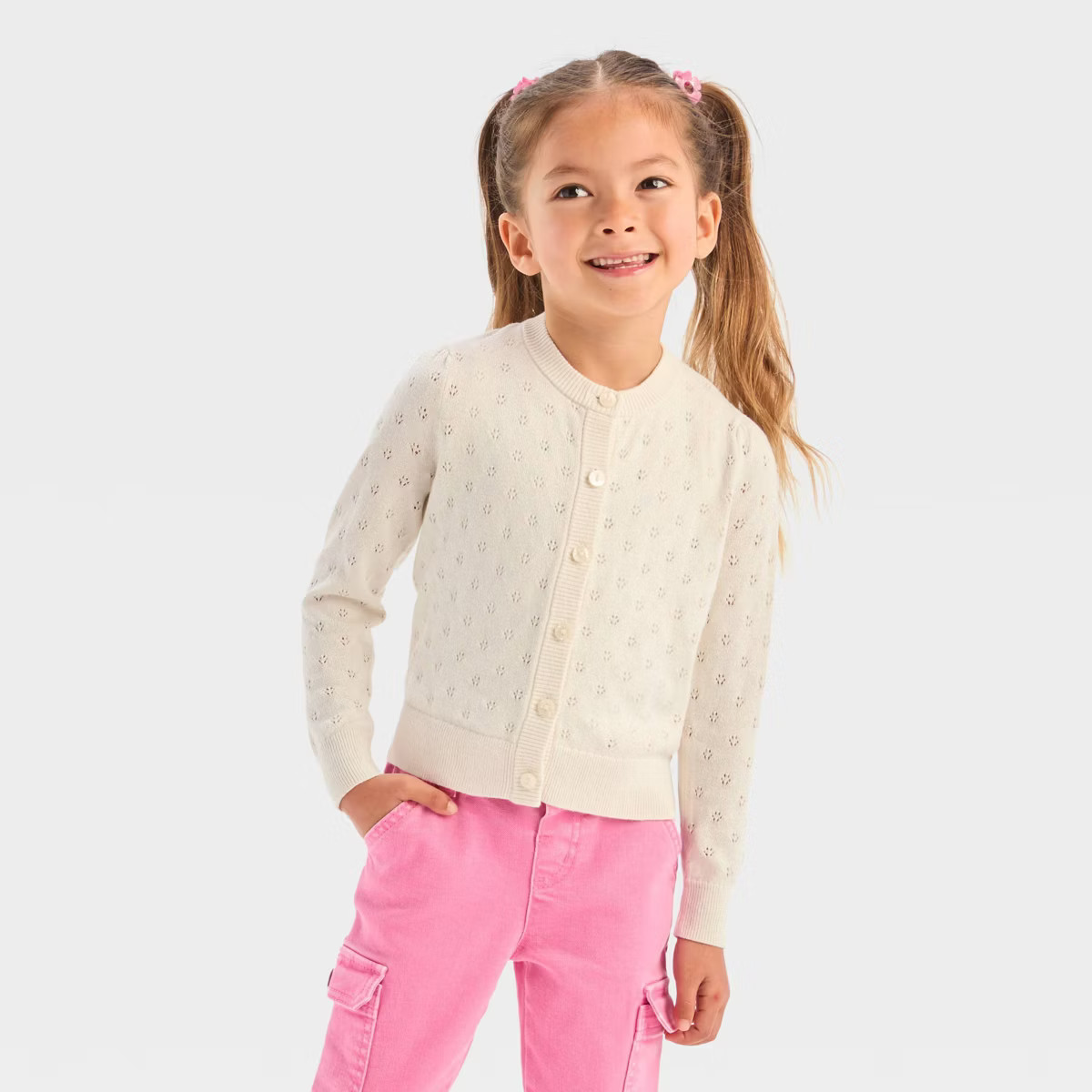 Toddler Girls' Solid Cardigan - Cat & Jack™ Off-White | Target