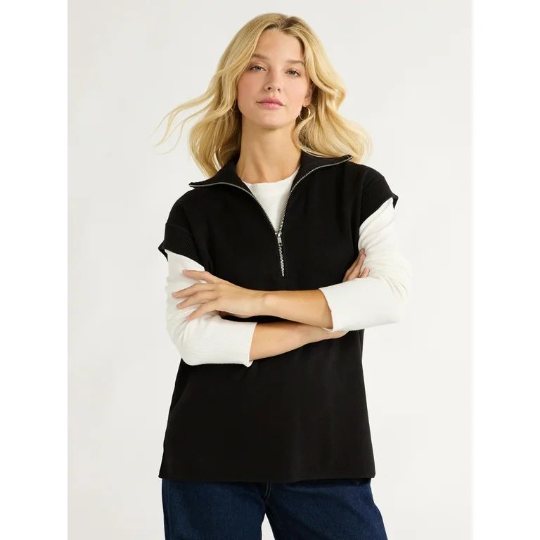 Free Assembly Women's Sleeveless Half Zip Popover Sweater, Sizes XS-XXL | Walmart (US)