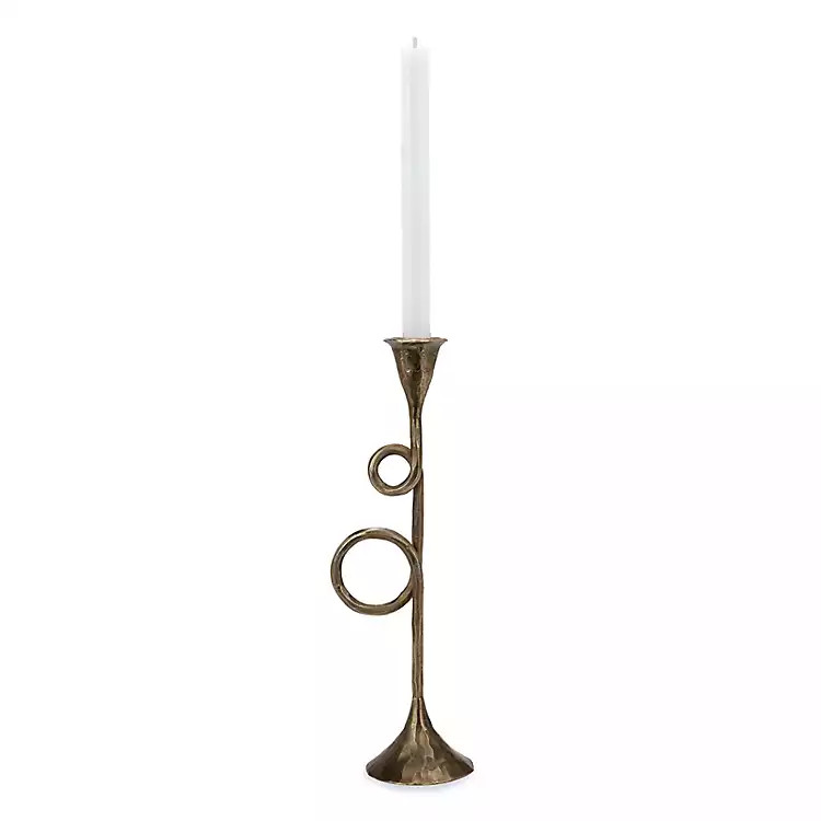 Gold French Horn Taper Candle Holder, 11.5 in. | Kirklands Home | Kirklands