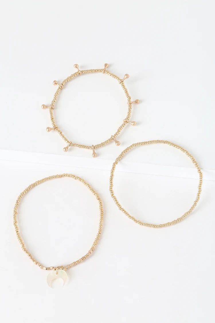 Over the Moon Gold Beaded Bracelet Set | Lulus (US)