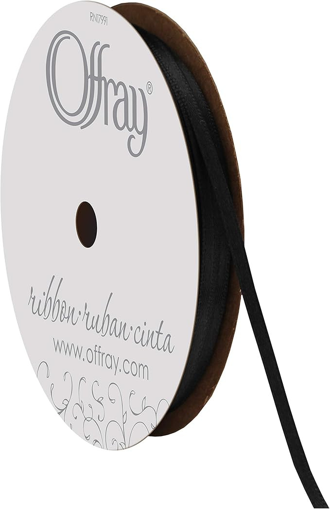 Offray 1/8" Wide Double Face Satin Ribbon, 30 Yards, Black | Amazon (US)