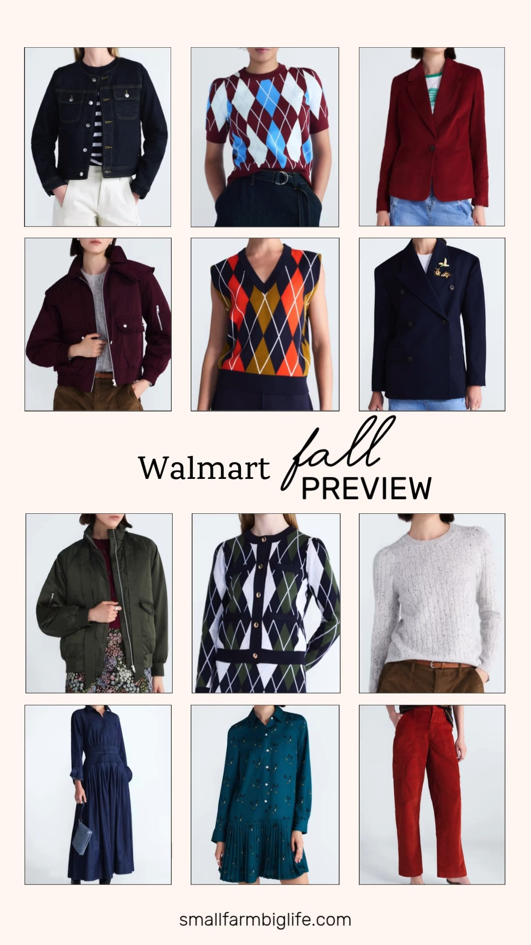 Fall fashion trends are already landing at Walmart, and this Free Assembly preview is full of the pieces you will want on repeat this season.

Standouts include a corduroy blazer in red paprika, a wool blend boxy blazer in darkest navy, and a faux shearling denim jacket for easy layering. Argyle is having a major moment too, from a sweater vest to a puff sleeve cardigan, alongside a cashmere cable knit sweater and a bow tie bomber jacket for something a little more polished. Round it out with cropped corduroy cargo pants, a striped shirtdress, and a smocked denim midi shirtdress for effortless fall outfits women can wear from work to weekend.

#fallfashion #walmartfashion #falloutfits #corduroy #sweaterweather 

 #LTKxWalmart #LTKootd #LTKOver40