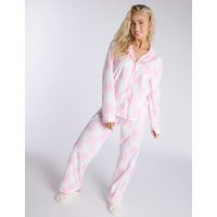 Boux Avenue Women's Fleece Bow Print Pyjama Set With Gift Bag - 12 - Ivory Mix, Ivory Mix | Marks & Spencer (UK)