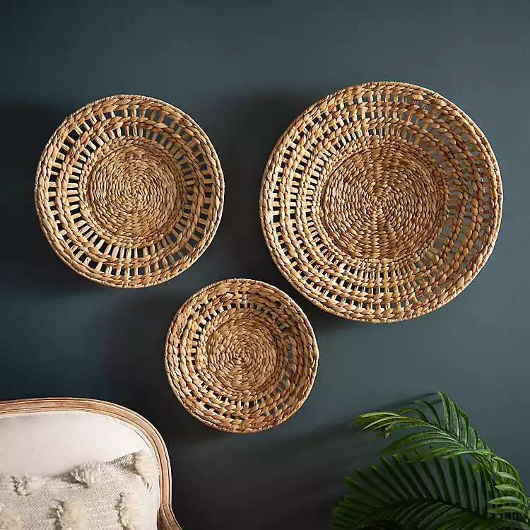 Water Hyacinth Basket Wall Plaques, Set of 3 | Kirklands