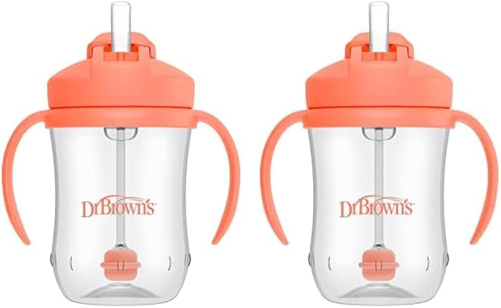 Dr. Brown's Milestones Baby’s First Straw Cup, Training Cup with Weighted Straw, Coral, 6m+ (Pa... | Amazon (US)
