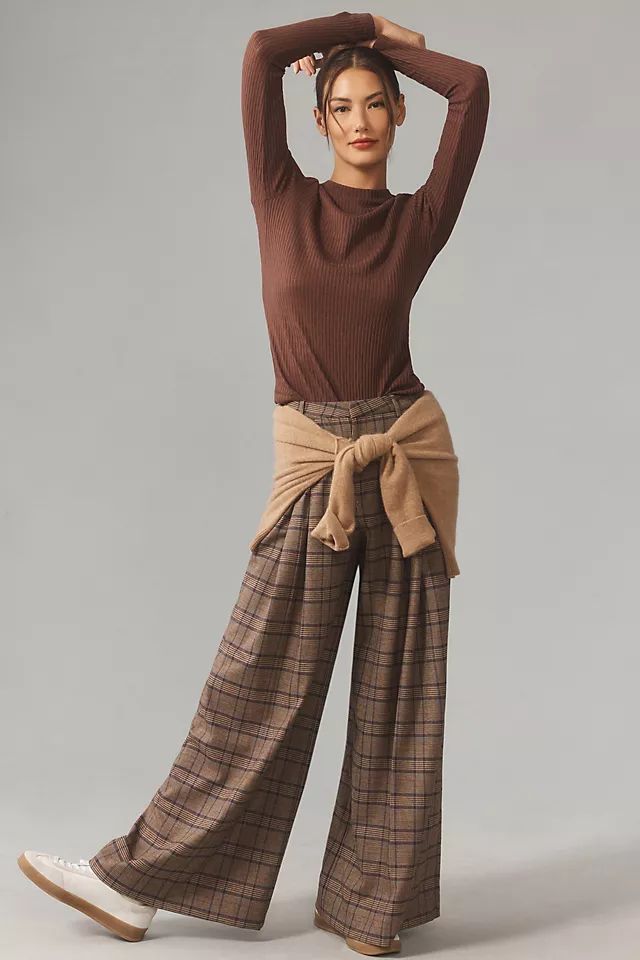 Maeve Plaid Wide-Leg Trousers | Anthropologie (US)