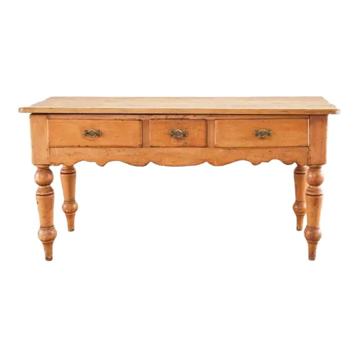 19th Century Country English Pine Farmhouse Work Table Console | Chairish