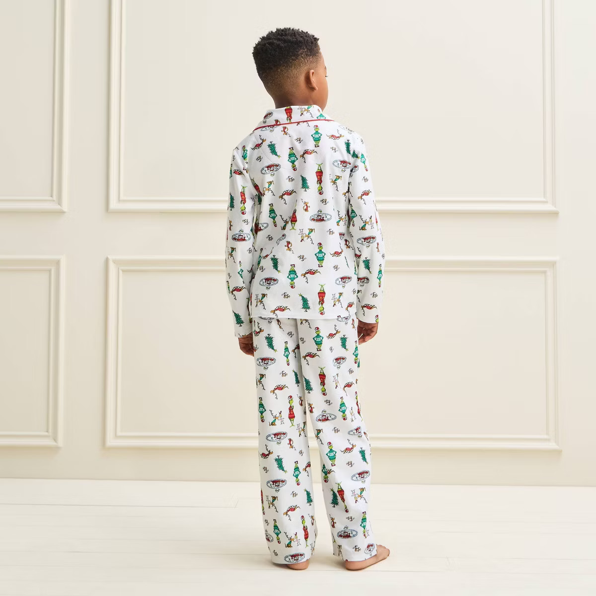 Kids' The Grinch Holiday Long Sleeve Shirt and Pants Pajama Set - Cream M | Target