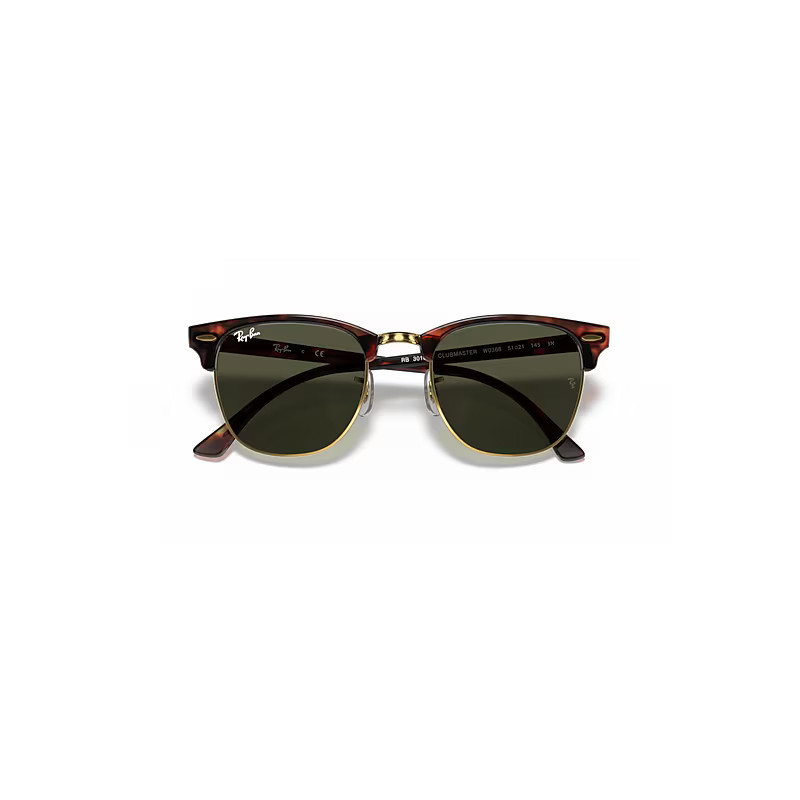 Ray-Ban Clubmaster Classic Sunglasses Tortoise On Gold Frame Green Lenses 55-19 | Ray-Ban (US)