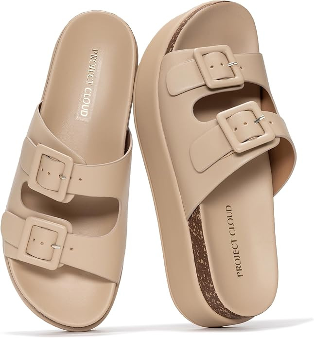 Project Cloud Platform Sandals Women - Plush & Soft Insole Wedge Slides for Women Footwear - Beac... | Amazon (US)