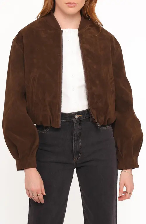 Petal & Pup Goldie Faux Suede Bomber Jacket in Brown at Nordstrom, Size X-Small | Nordstrom