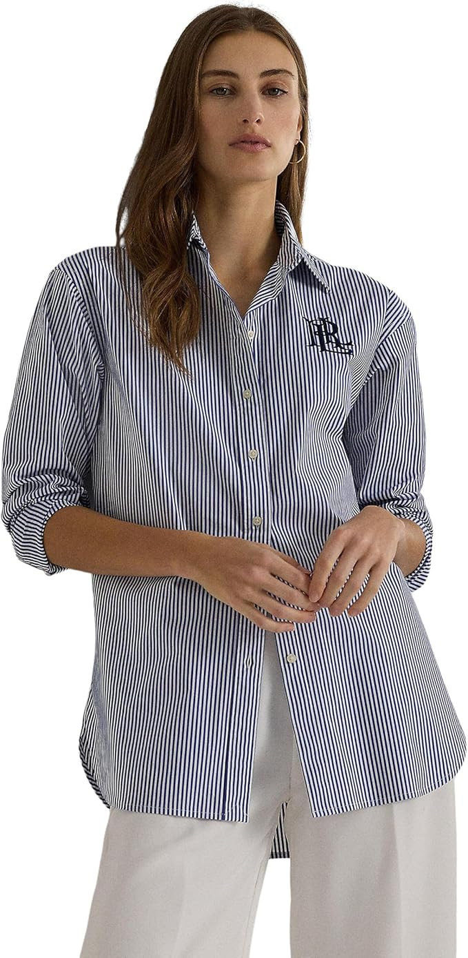 Lauren Ralph Lauren Relaxed Fit Striped Stretch Cotton Shirt | Amazon (US)