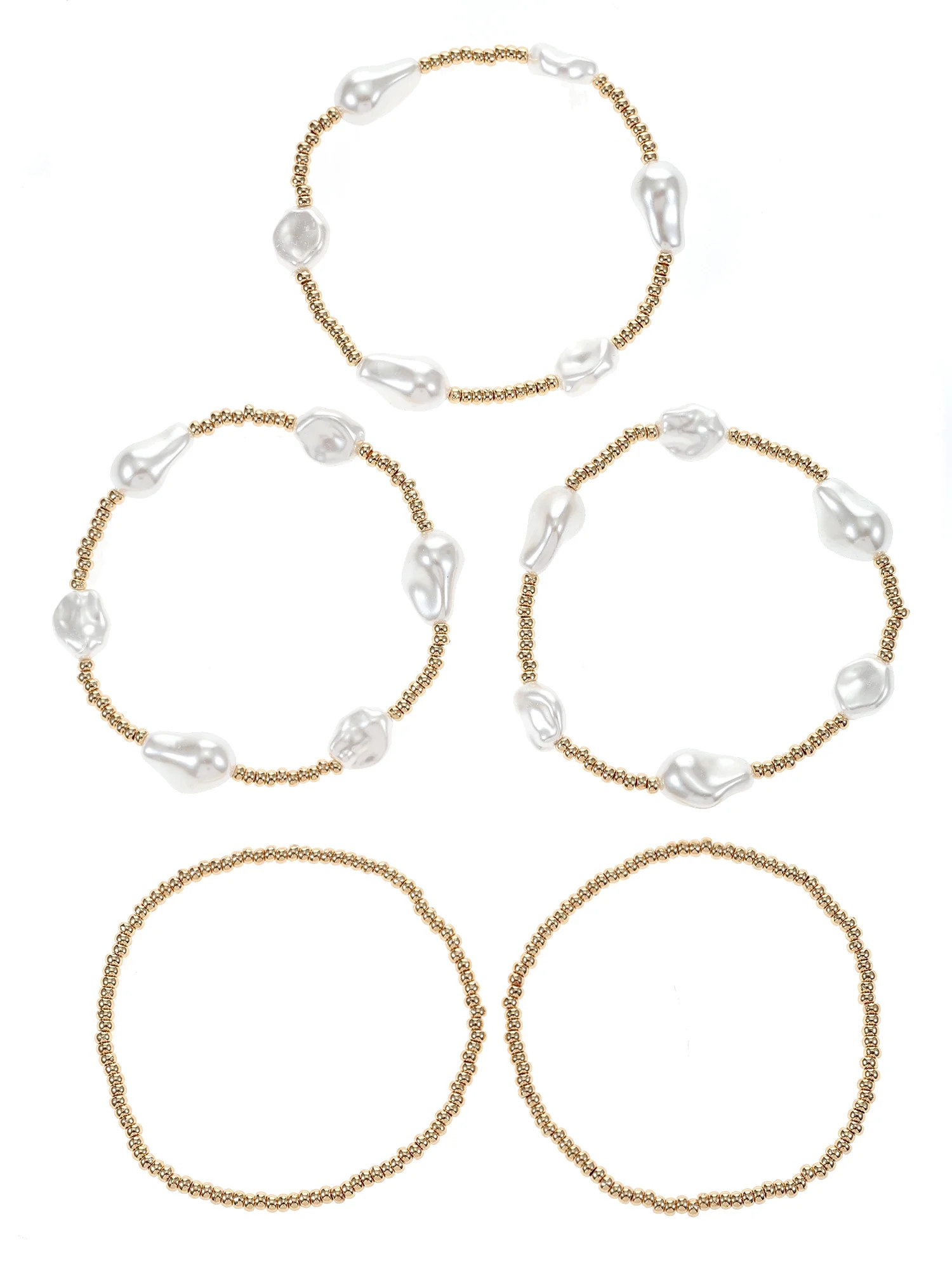 Time and Tru 5-Piece Pearl & Beaded Bracelet Set | Walmart (US)
