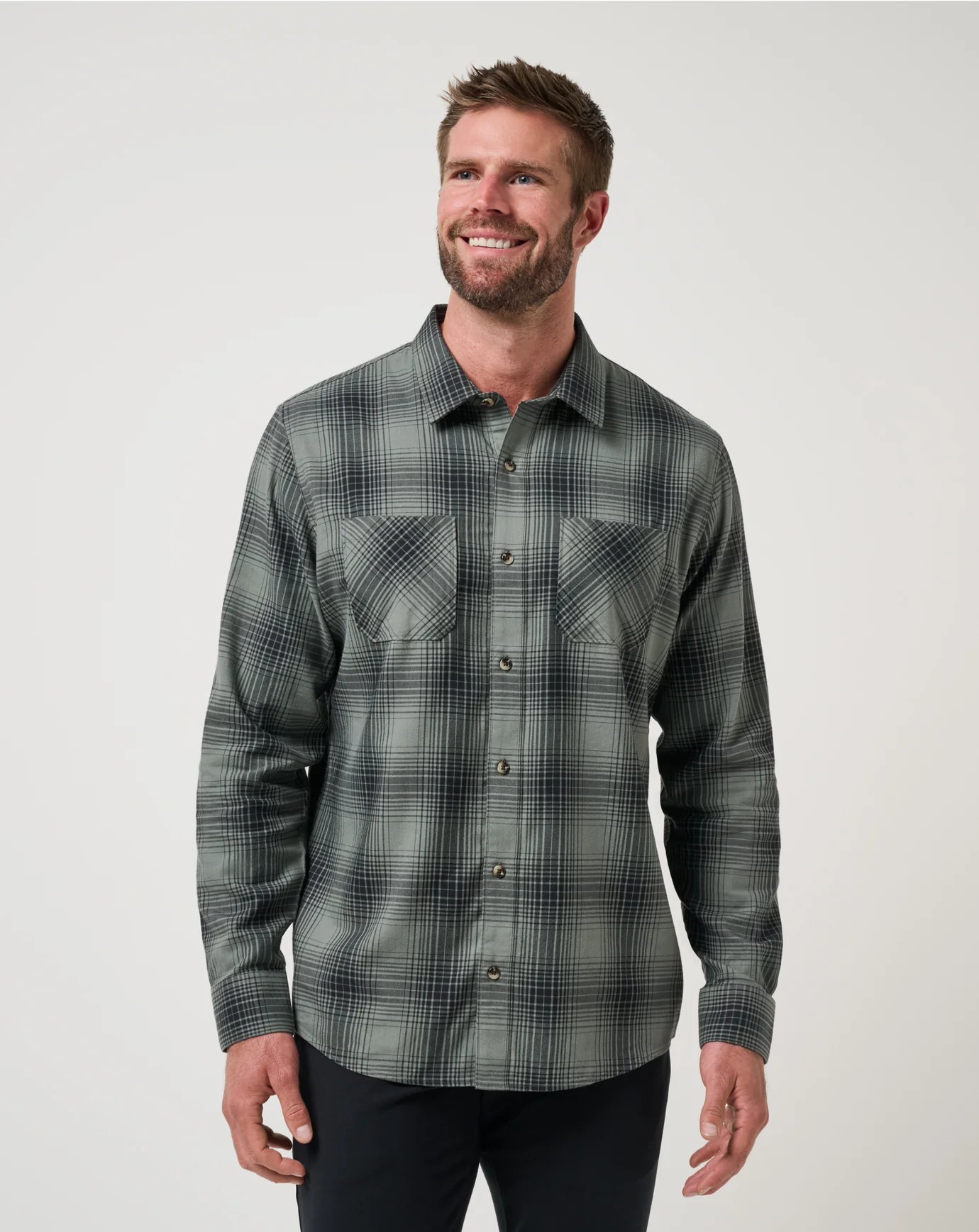 Cloud Flannel Plaid Button-Up | TravisMathew