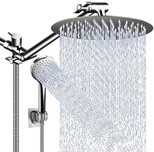 Shower Head Combo,10 Inch High Pressure Round Rain Shower Head with 11 Inch Adjustable Extension Arm | Amazon (US)