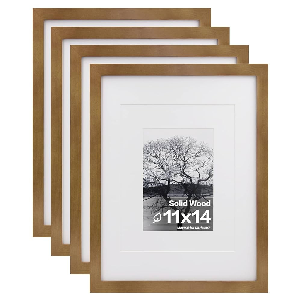 Egofine 11x14 Picture Frames 4 Pack Display Pictures 5x7/8x10 with Mat or 11x14 Without Mat Made ... | Amazon (US)