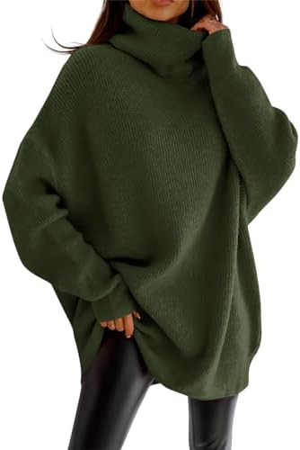 imesrun Womens Turtleneck Oversized Sweater Batwing Chunky Pullover Sweater Casual Fall Loose Kni... | Amazon (US)