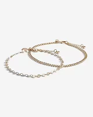 2 Piece Gold Chain Anklet Set | Express